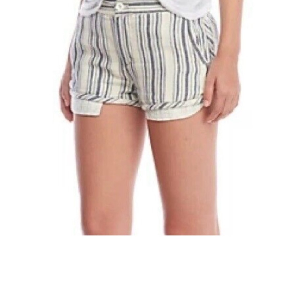 Free People Night Moved Striped Shorts Mid Rise
Button Fly White Blue Si…